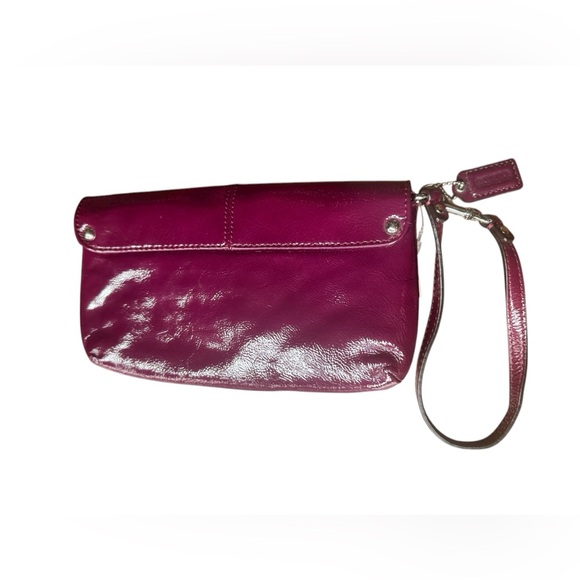 Coach Dark Plum Large Patent Leather Wristlet - Picture 2 of 11